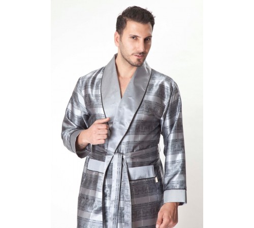 Мужской шелковый халат Steel gray (8015)