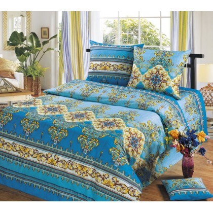 Постельное белье Версаль голубой Бязь Хлопковый Рай 1.5 спальное
